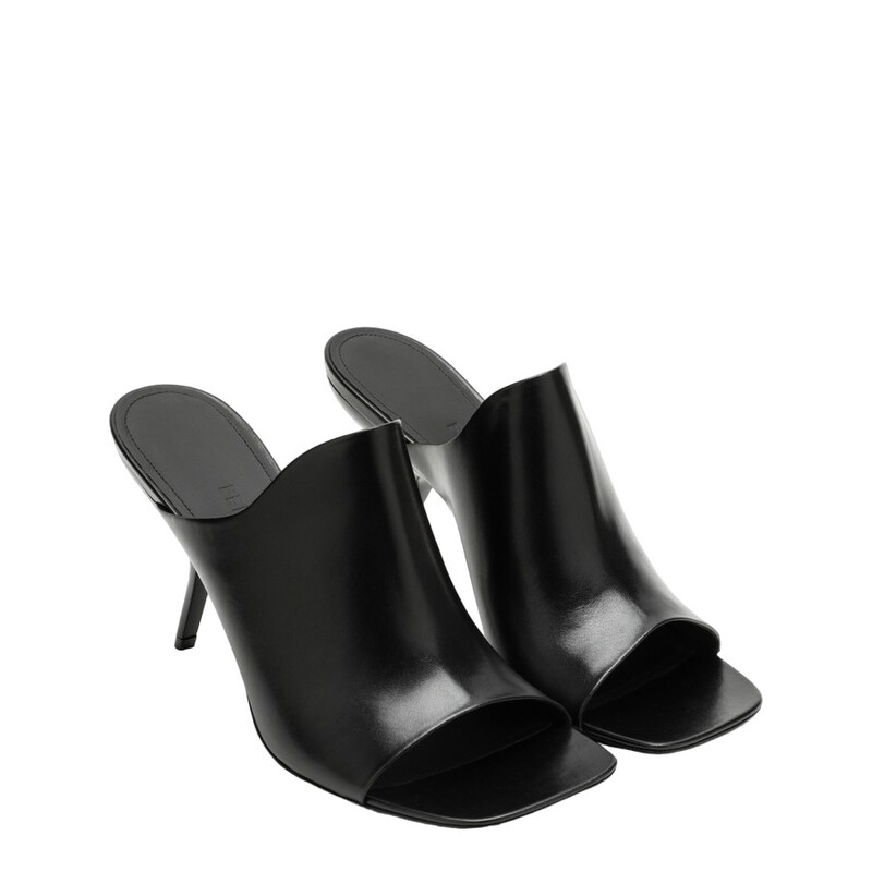 Ferragamo Black Nappa Open-Toe Slide Sandals, Size 9 C 01G519