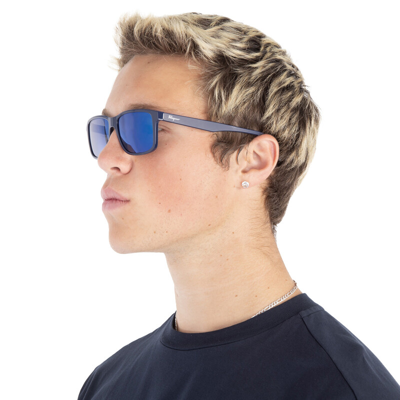 Ferragamo Salvatore Ferragamo Blue Rectangular Men's Sunglasses
