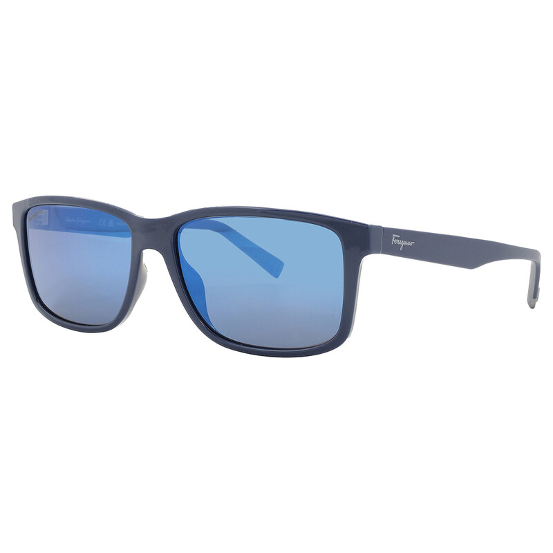 Ferragamo Salvatore Ferragamo Blue Rectangular Men's Sunglasses