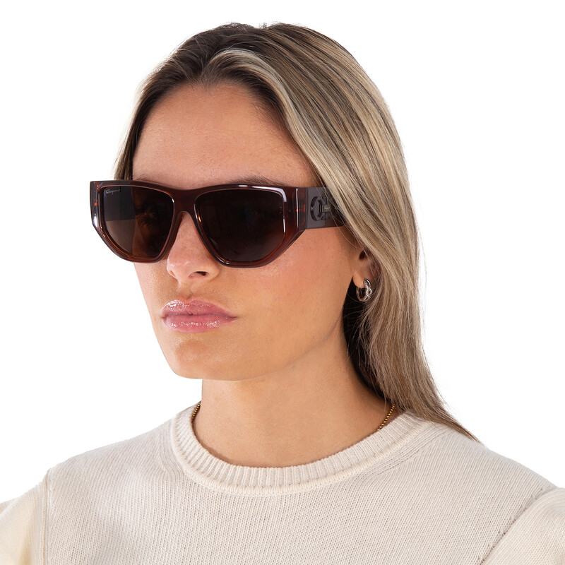 Ferragamo Salvatore Ferragamo Brown Geometric Unisex Sunglasses