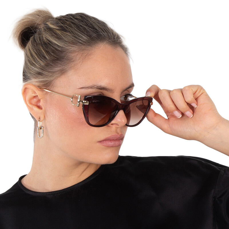 Salvatore Ferragamo SF928S 606 Brown Gradient Cat-Eye Sunglasses 55-15-140 NWOT Ferragamo Salvatore Ferragamo Brown Gradient Cat Eye  main image 2