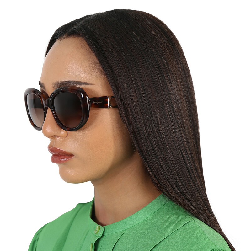 Ferragamo Salvatore Ferragamo Brown Oval Ladies Sunglasses SF727S