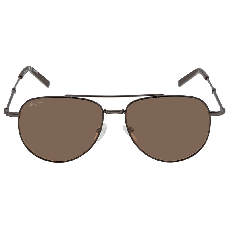 Ferragamo Salvatore Ferragamo Brown Pilot Unisex Sunglasses  display picture 3
