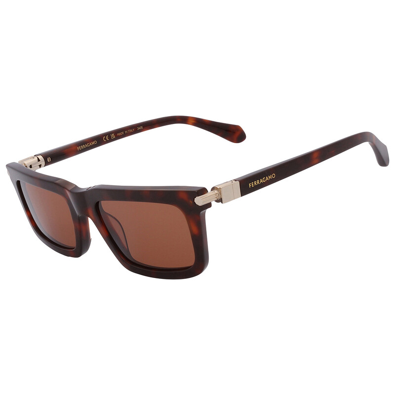 Ferragamo Salvatore Ferragamo Brown Rectangular Men's Sunglasses