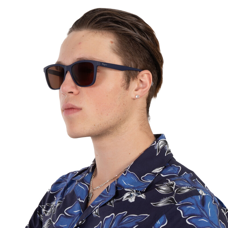 Ferragamo Salvatore Ferragamo Brown Rectangular Men's Sunglasses