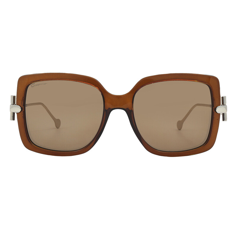 Salvatore Ferragamo サングラス SALVATORE FERRAGAMO 54mm Navigator Brown Gold Black Sunglasses