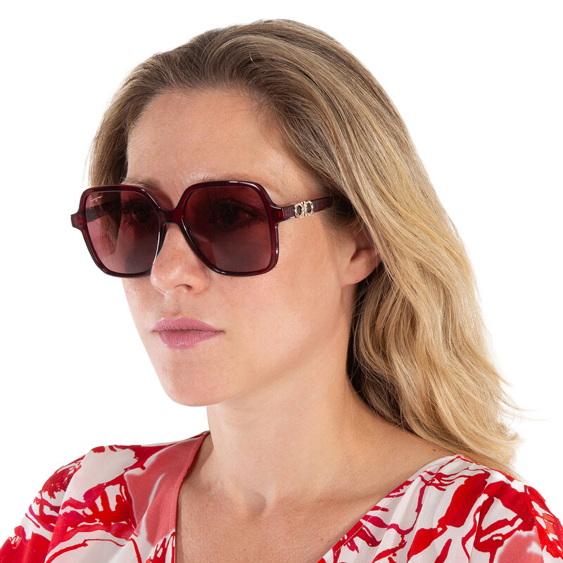 Ferragamo Salvatore Ferragamo Burgundy Square Ladies Sunglasses