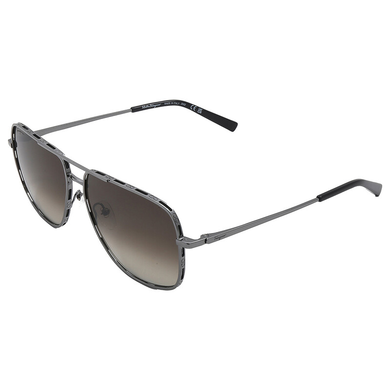 Ferragamo Salvatore Ferragamo Dark Grey Navigator Men's Sunglasses
