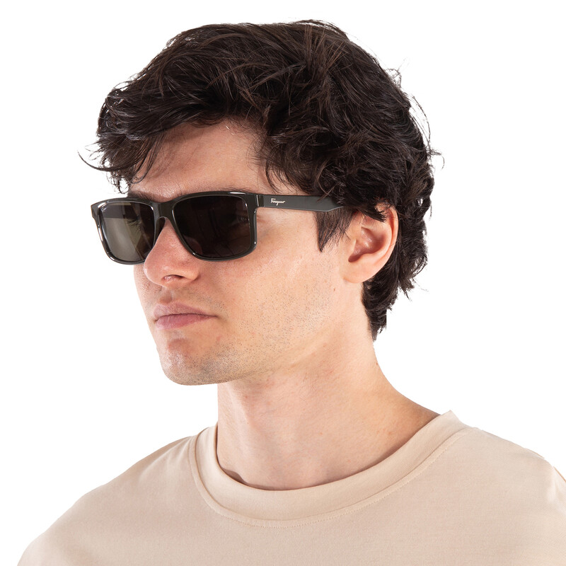 Ferragamo Salvatore Ferragamo Dark Grey Rectangular Men's