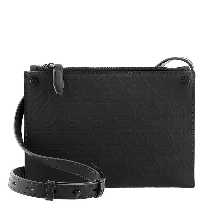 Ferragamo Salvatore Ferragamo Gancini Embossed Leather Crossbody