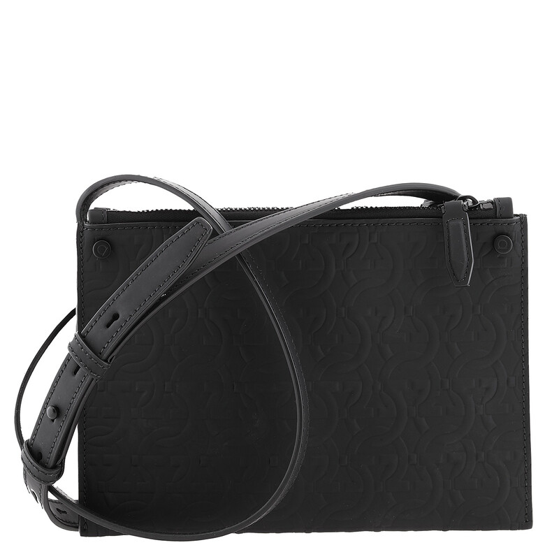 Ferragamo Salvatore Ferragamo Gancini Embossed Leather Crossbody