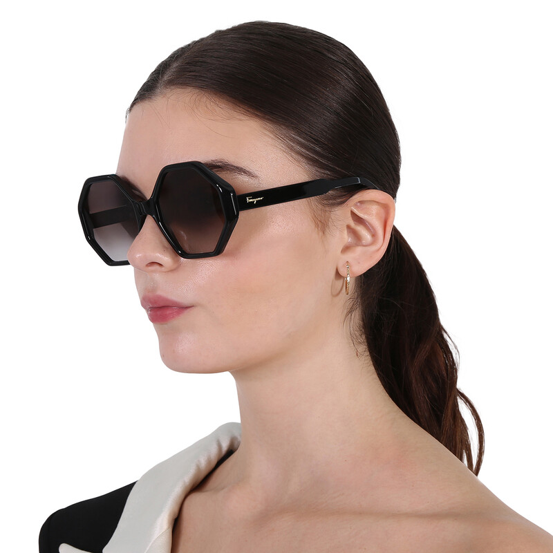 Ferragamo Salvatore Ferragamo Grey Gradient Hexagonal Ladies 