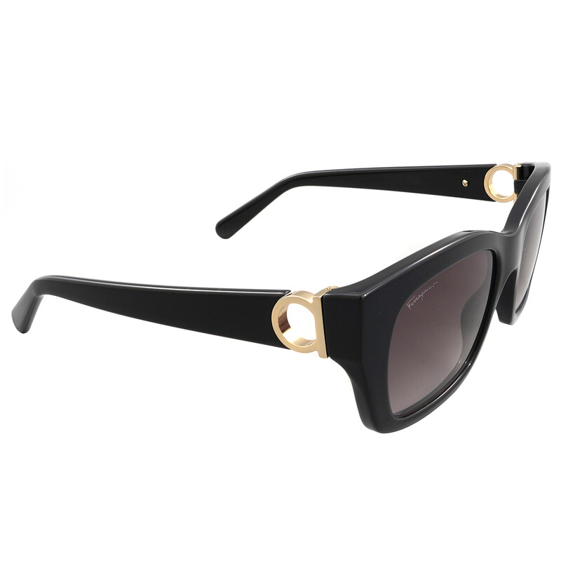 Salvatore Ferragamo SF1012S 001 Sunglasses Black Rectangle Frame, Grey Lenses salvatore-ferragamo-sf1012s-  main image 2