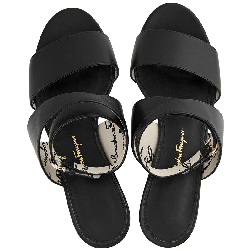Ferragamo Salvatore Ferragamo Ladies Plain Wedge Sandal in Black