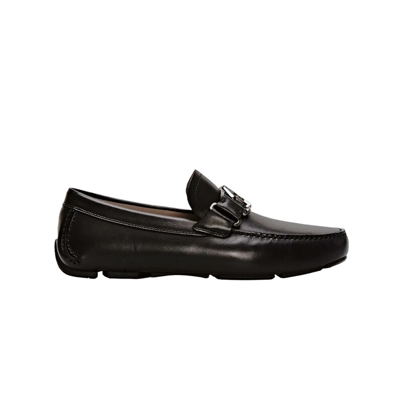 極美品■salvatore ferragamo【24.5】MADOR 本革 黒 Ferragamo Salvatore Ferragamo Leather Ornament Driver Loafers