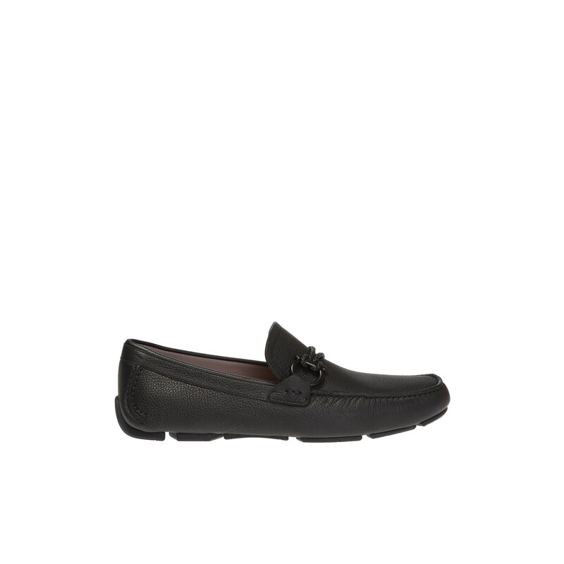 Ferragamo Men's Black Gancini Driver Moccasin, Size 6.5 02B796
