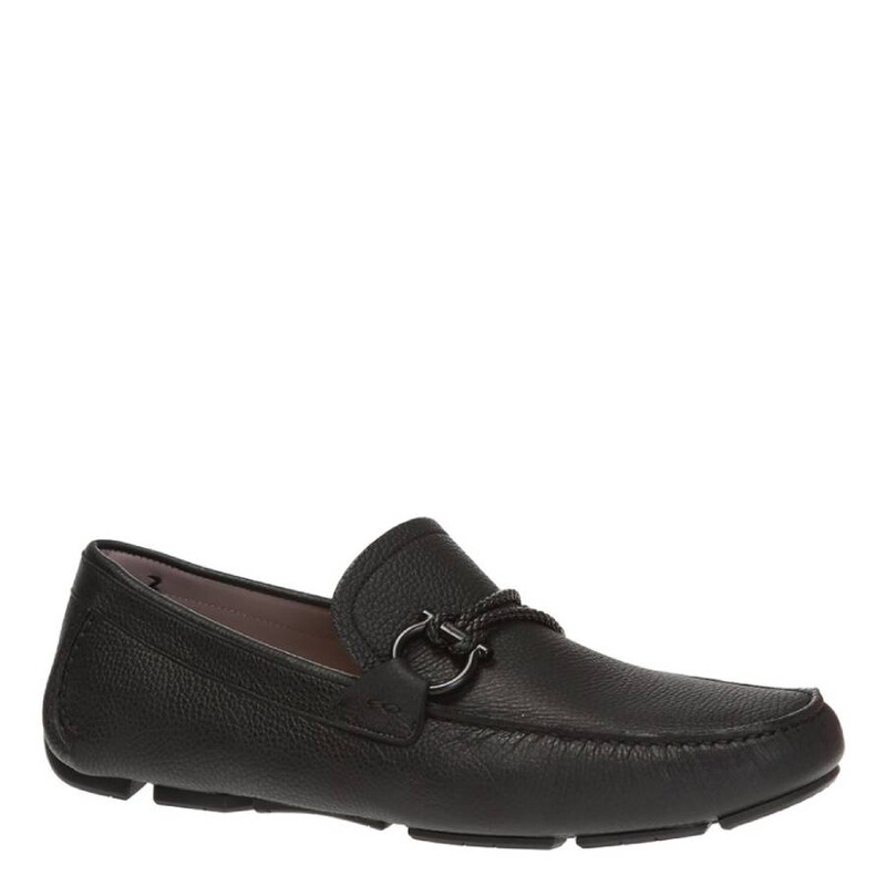 Ferragamo Men's Black Gancini Driver Moccasin, Size 6.5 02B796
