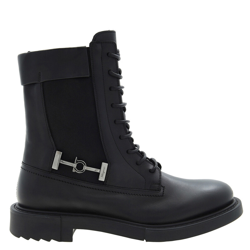 Ferragamo Lace-Up Leather Combat Boots 020953756557 - Shoes - Jomashop