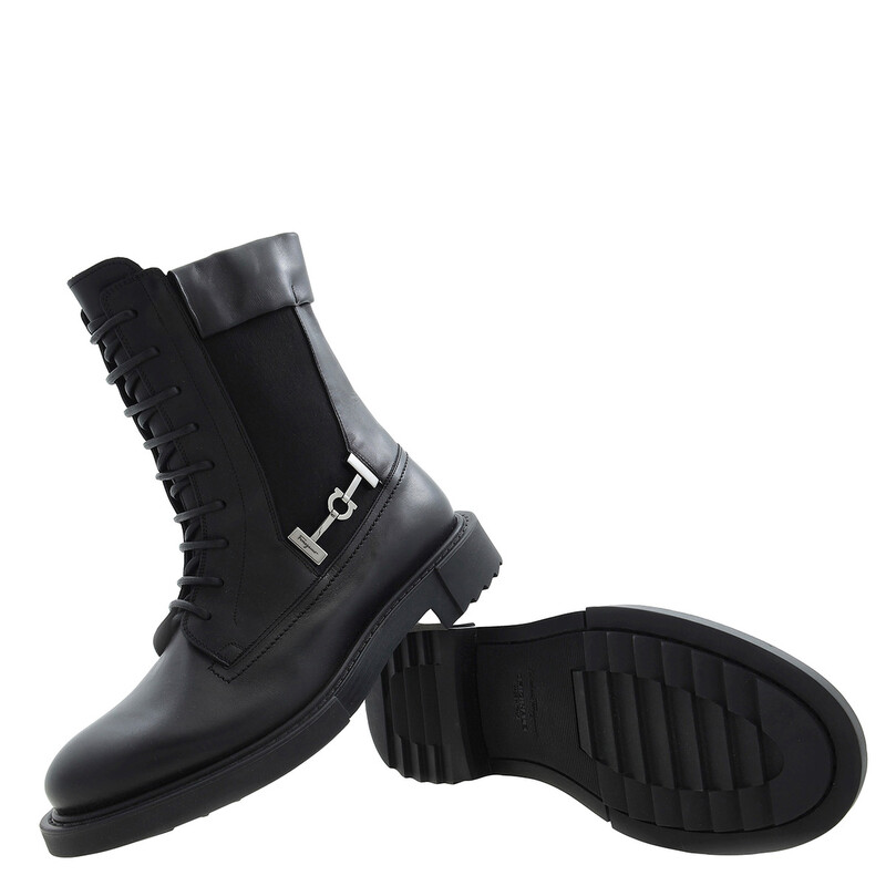 Ferragamo Lace-Up Leather Combat Boots 020953756557 - Shoes - Jomashop