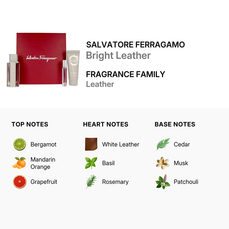 Salvatore Ferragamo Men's Bright Leather 3pcs EDT Gift Set