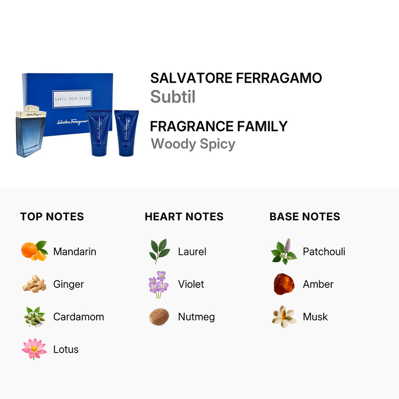 Salvatore Ferragamo Men's Subtil Gift Set Fragrances 8052464894697