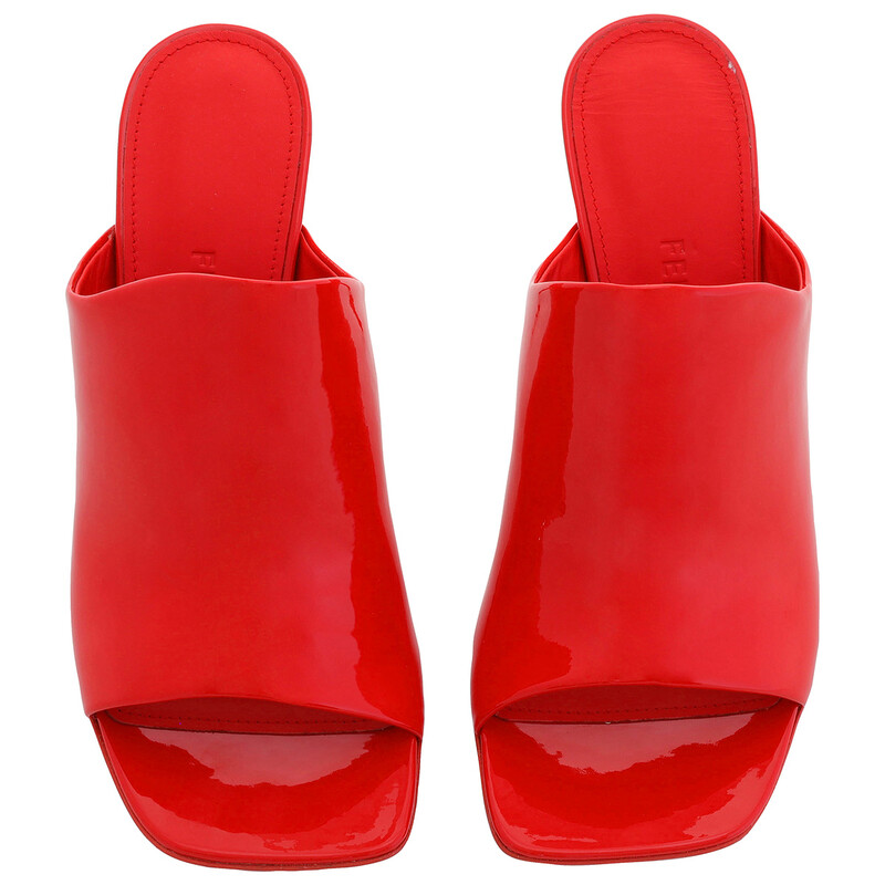 Ferragamo Red Calfskin Open-Toe Slide Sandals, Size 6.5 D 01G519