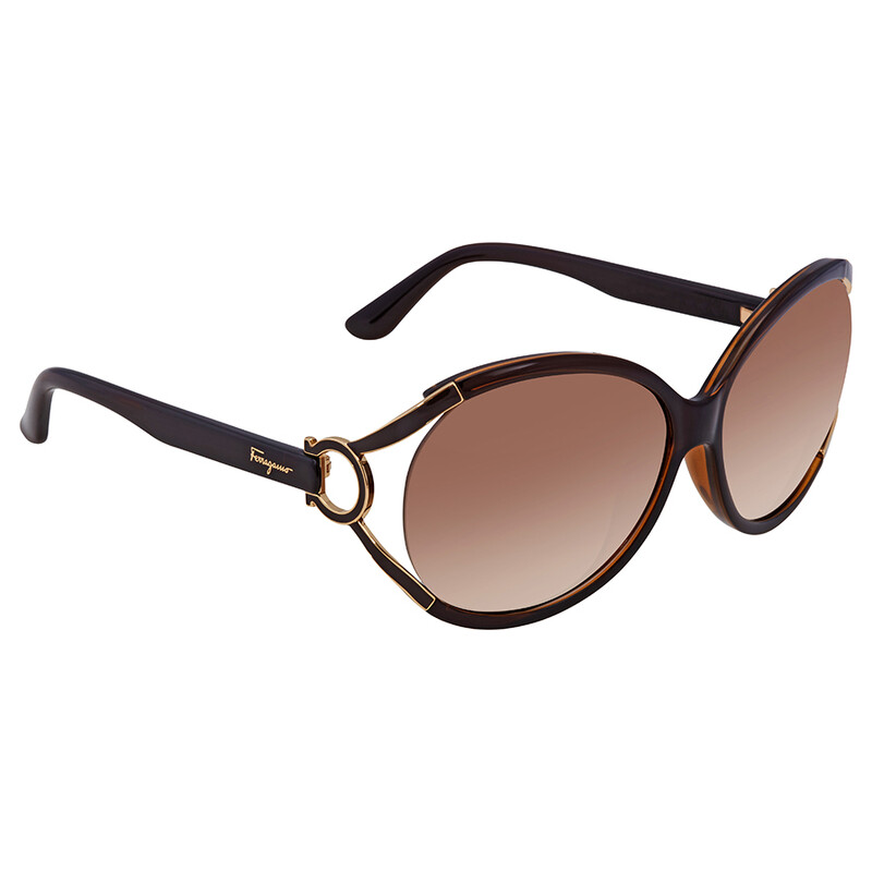 Salvatore Ferragamo Italy SF600S 220 61•14 Sunglasses Ferragamo Grey Gradient Round Ladies Sunglasses SF600S 001  main image 2