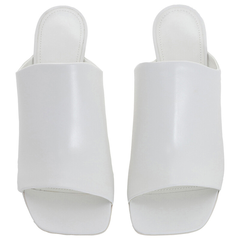Ferragamo White Nappa Open-Toe Slide Sandals, Size 8 C 01G519