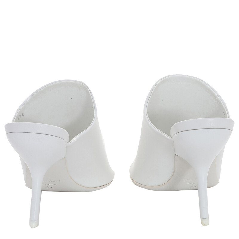 Ferragamo White Nappa Open-Toe Slide Sandals, Size 8 C 01G519