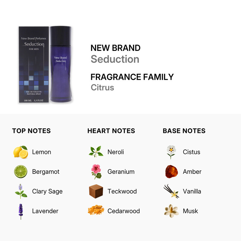 New Brand Seduction by New Brand for Men - 3.3 oz EDT Spray