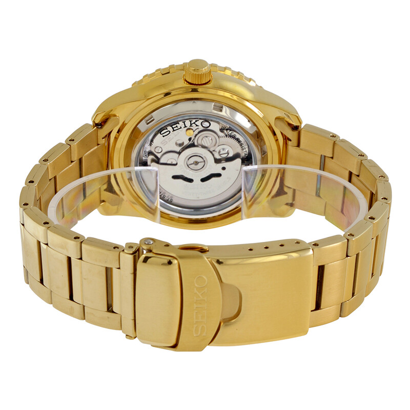 Seiko 5 Automatic Black Dial Gold-tone Men's Watch SNZH60