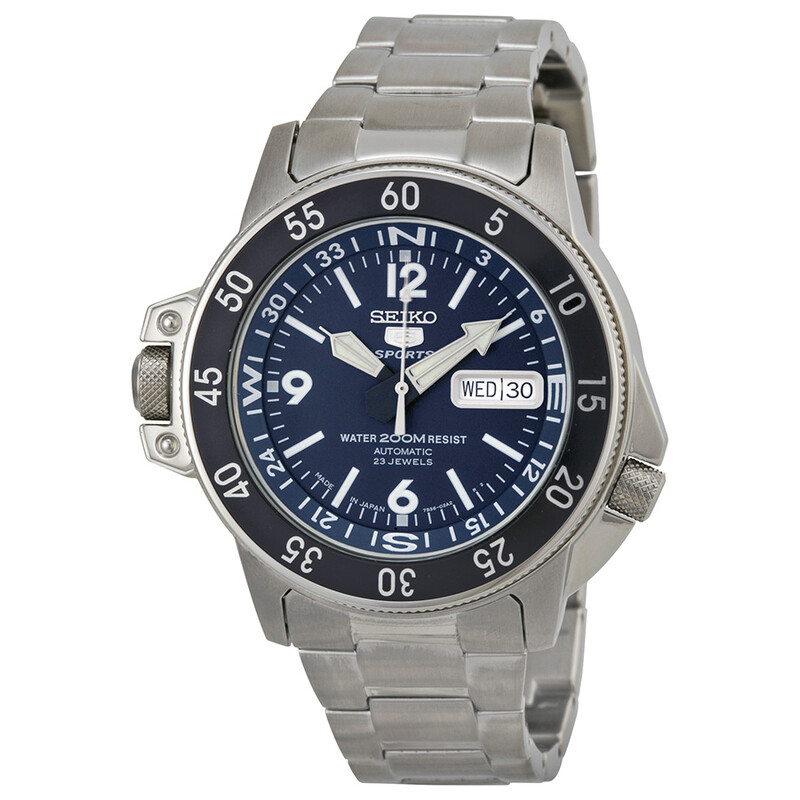 Seiko 5 Automatic Compass Dark Blue Dial Stainless Steel Men's