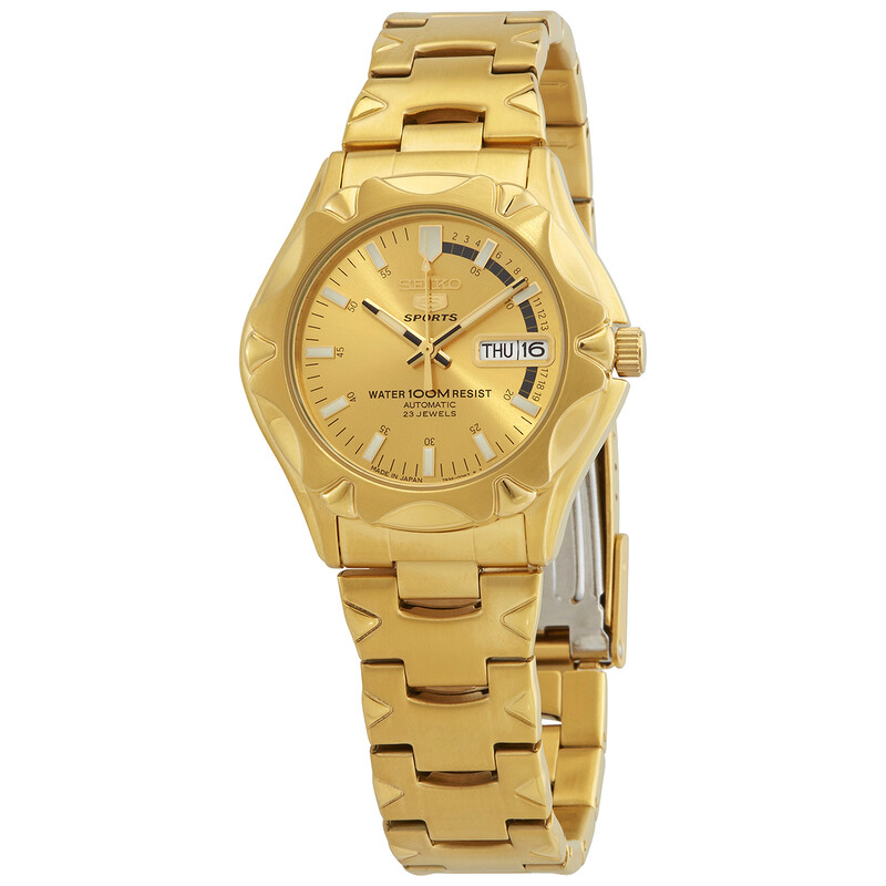v*n様 【激レア】SEIKO 5 GOLD AUTOMATIC 稼働品 Seiko 5 Automatic Gold Dial Men's Watch SNZ450J1 4900969895890