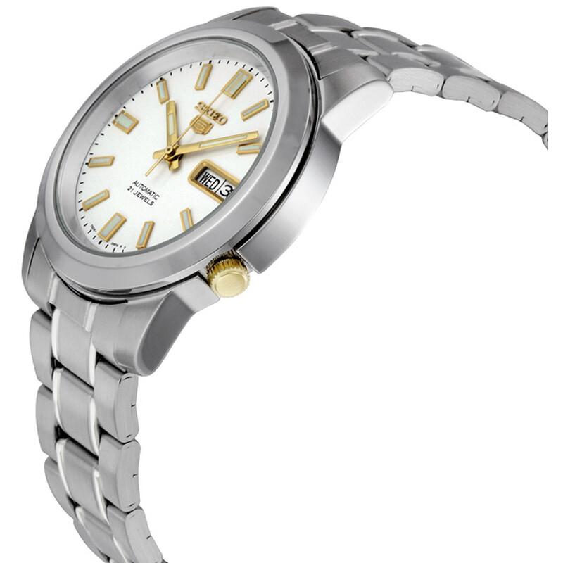 Seiko 5 Automatic Stainless Steel White Dial Men's Watch SNKK07