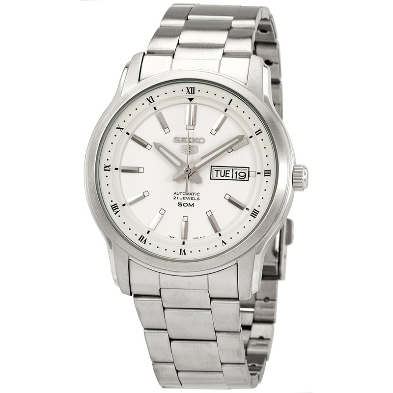Seiko 5 Automatic White Dial Stainless Steel Men display picture 1