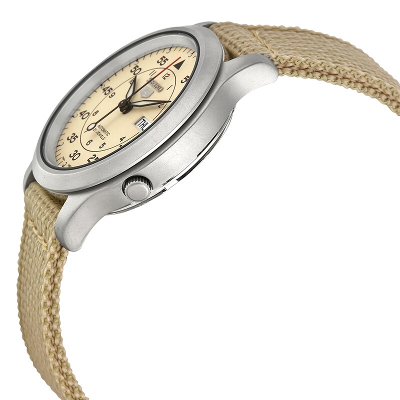 Seiko 5 Beige Dial Beige Canvas Men's Watch SNK803 722631291441