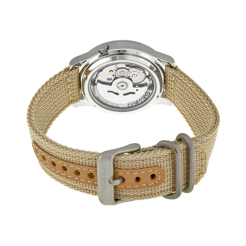 Seiko 5 Beige Dial Beige Canvas Men's Watch SNK803 722631291441