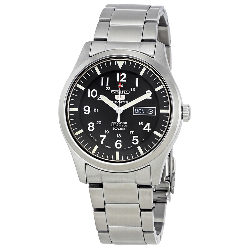 Seiko 5 Black Dial Stainless Steel Men's Watch SNZG13J1