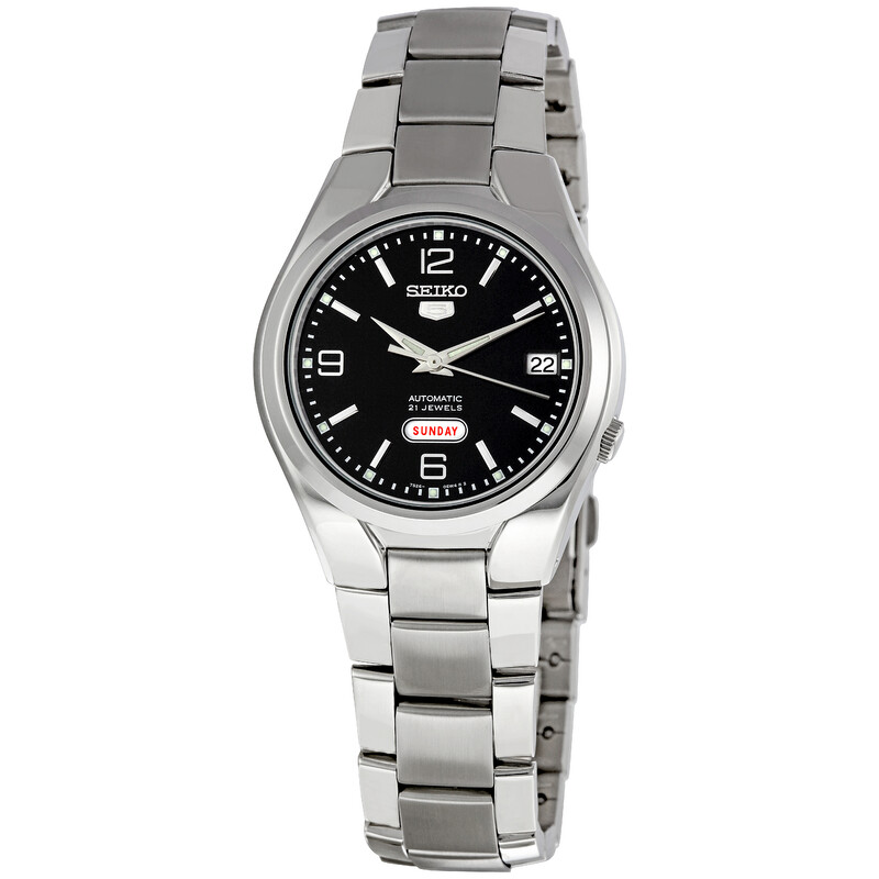 SEIKO 腕時計 Seiko 5 Black Dial Stainless Steel Men's Watch SNK623