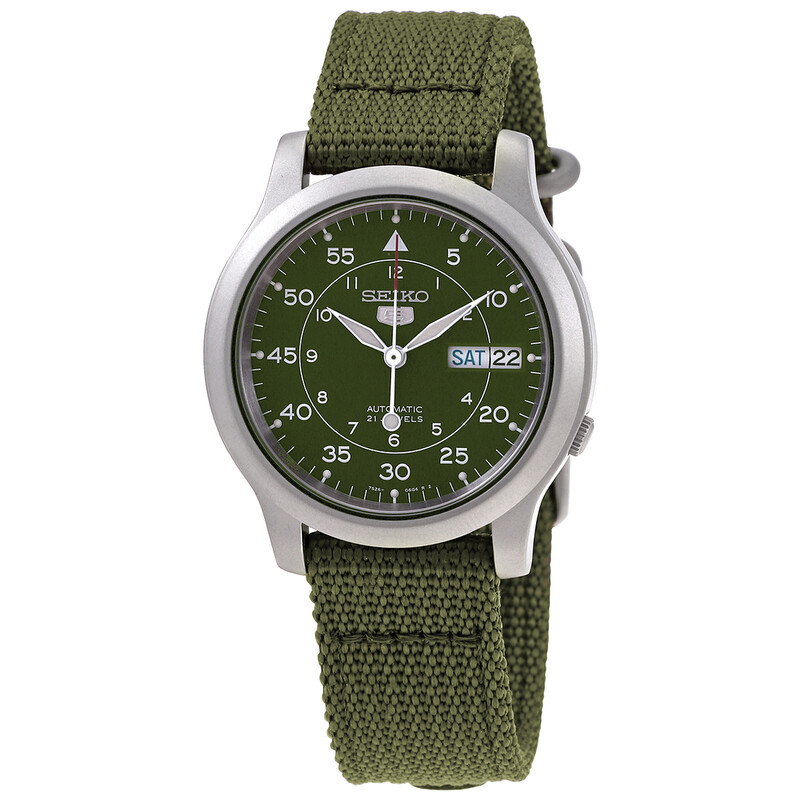 Seiko 5 Green Dial Green Canvas Men's Watch SNK805 029665158697