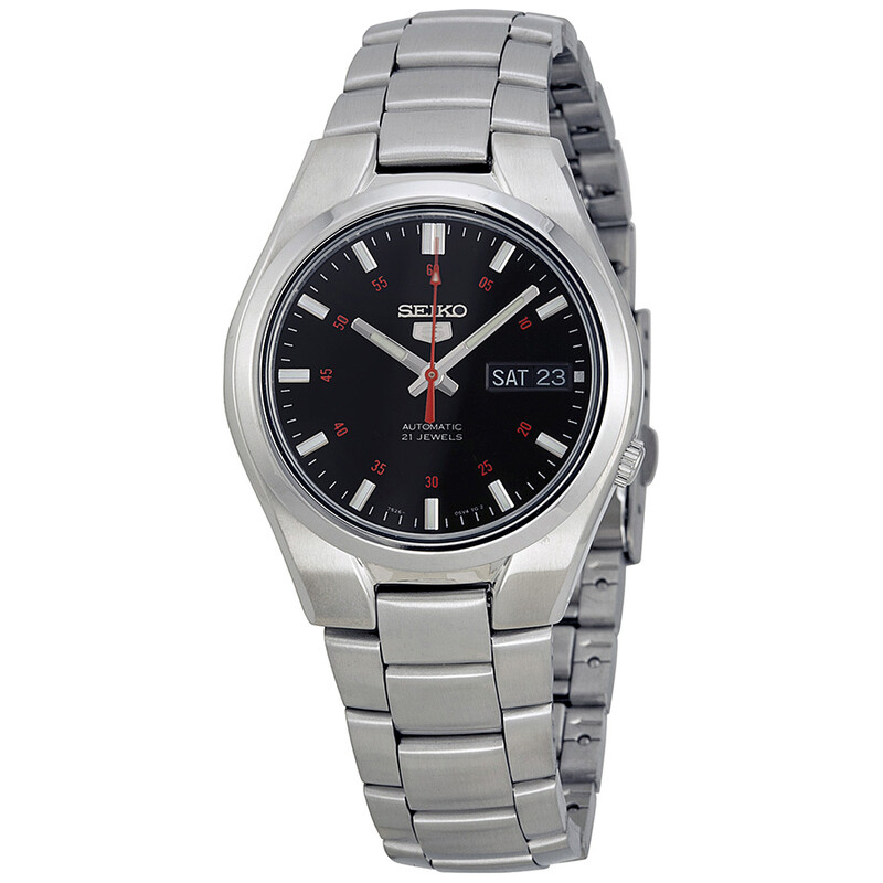 Seiko Series 5 Automatic Black Dial Stainless Steel Men's Watch