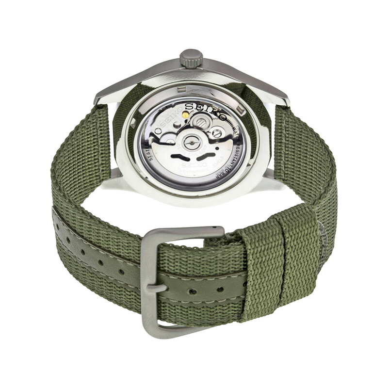 Seiko 5 Sport Automatic Khaki Green Canvas Men's Watch SNZG09