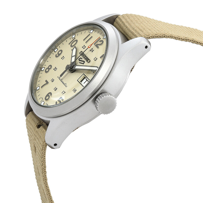 Seiko 5 Sports Automatic Beige Dial Men's Watch SRPJ83K1 4954628249128 - Watches, Stainless Steel