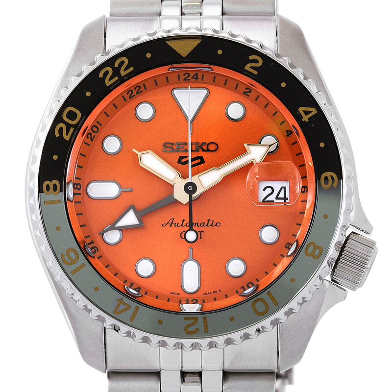 Seiko 5 Sports GMT Automatic Orange Dial Men's Watch SSK005K1
