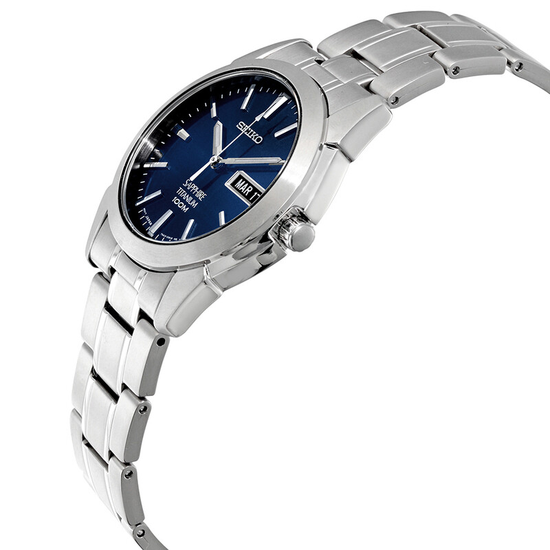 Seiko Blue Dial Titanium Men's Watch SGG729 093179005204 - Watches