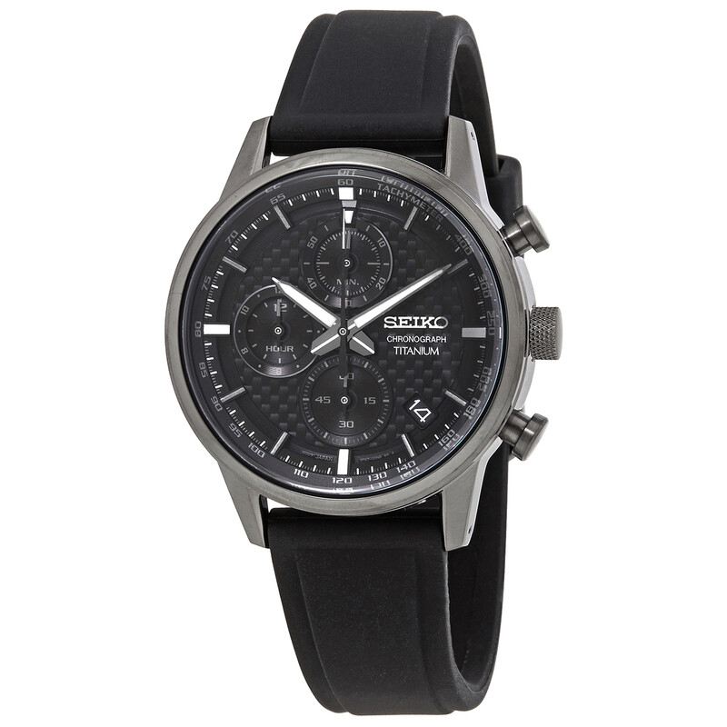 ⭐*️様 SEIKO クロノグラフ ブラックダイヤル Seiko Chronograph Quartz Black Dial Black Titanium Men's Watch