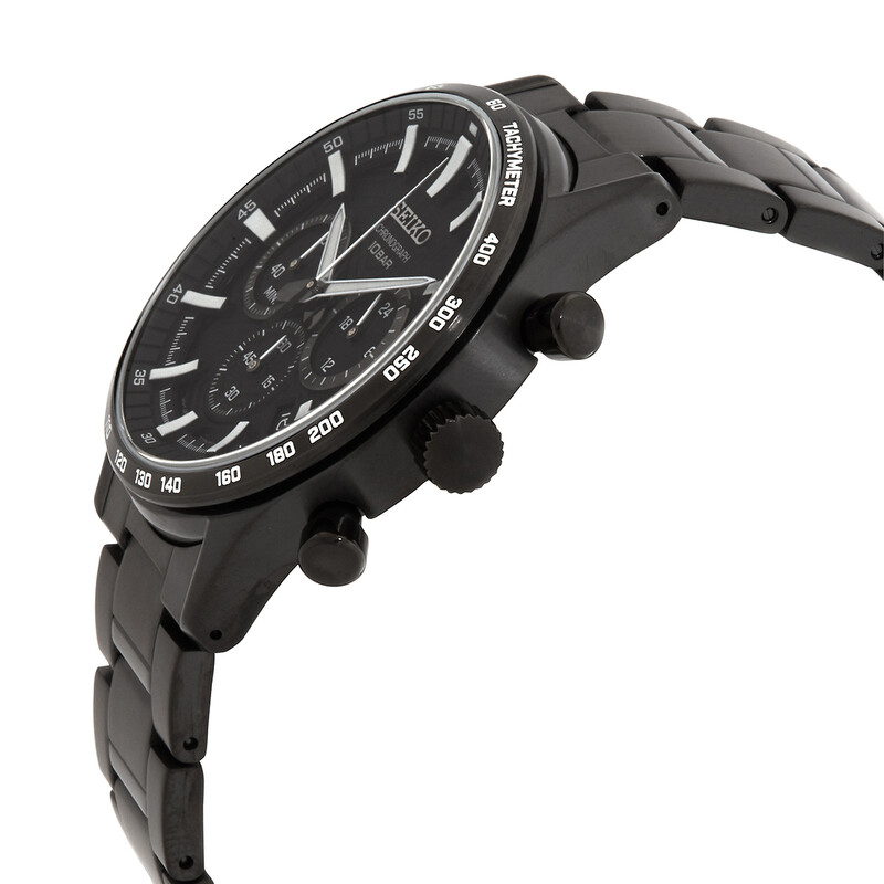 Seiko Chronograph Quartz Black Dial Men's Watch SSB415P1