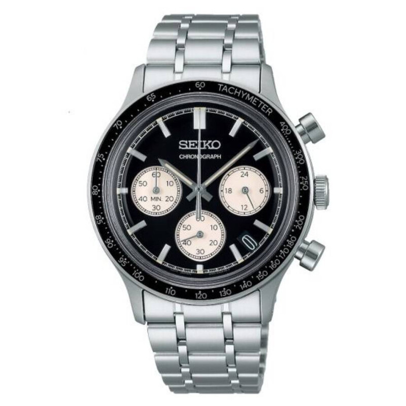 Seiko Chronograph Quartz Black Dial Men's Watch SSB479P1