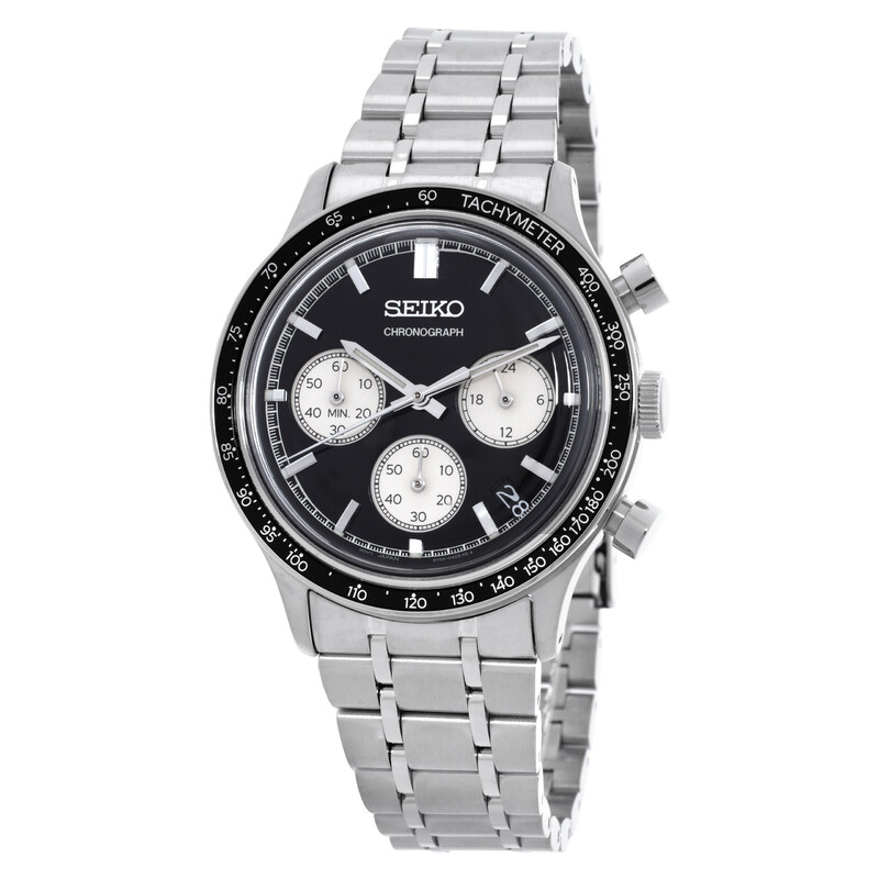 Seiko Chronograph Quartz Black Dial Men display picture 1