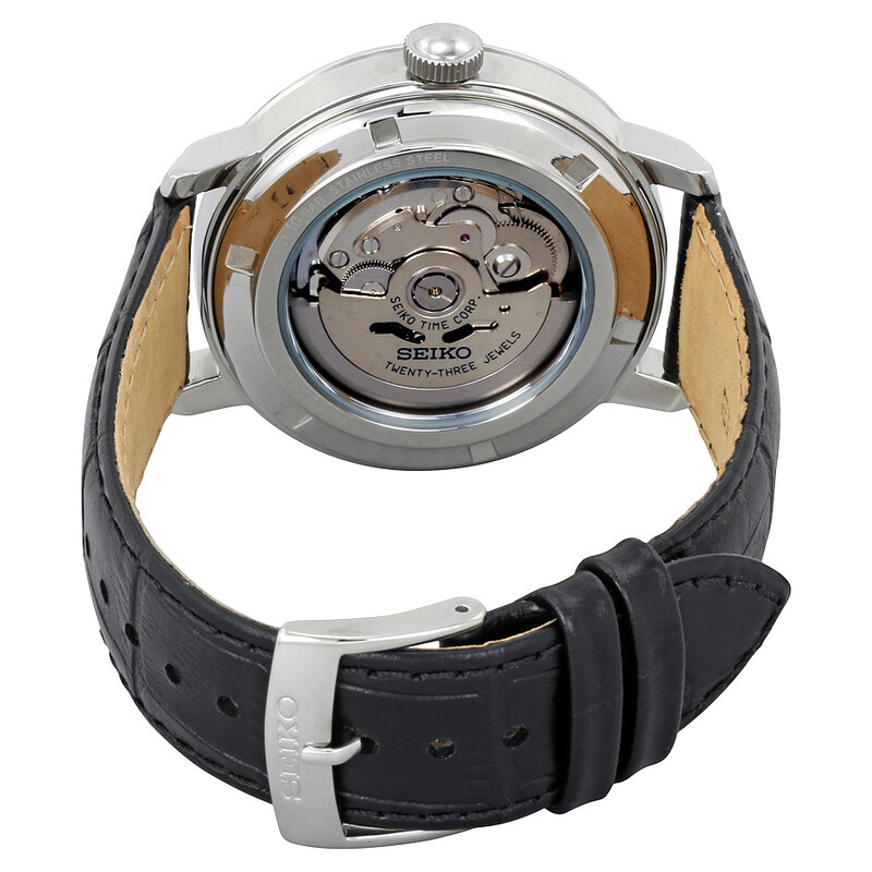Seiko Classic Automatic Black Dial Black Leather Men